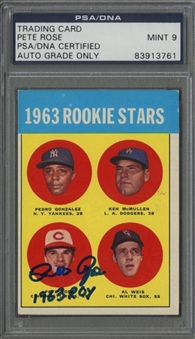 1963 Topps #537 Pete Rose Signed Rookie Card - PSA/DNA MINT 9